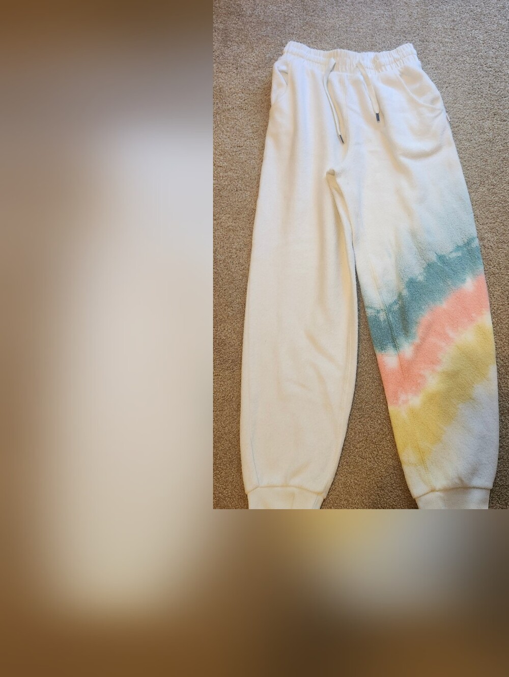 Tie-Dye Accent Cream Jogger Pants - Casual Comfort